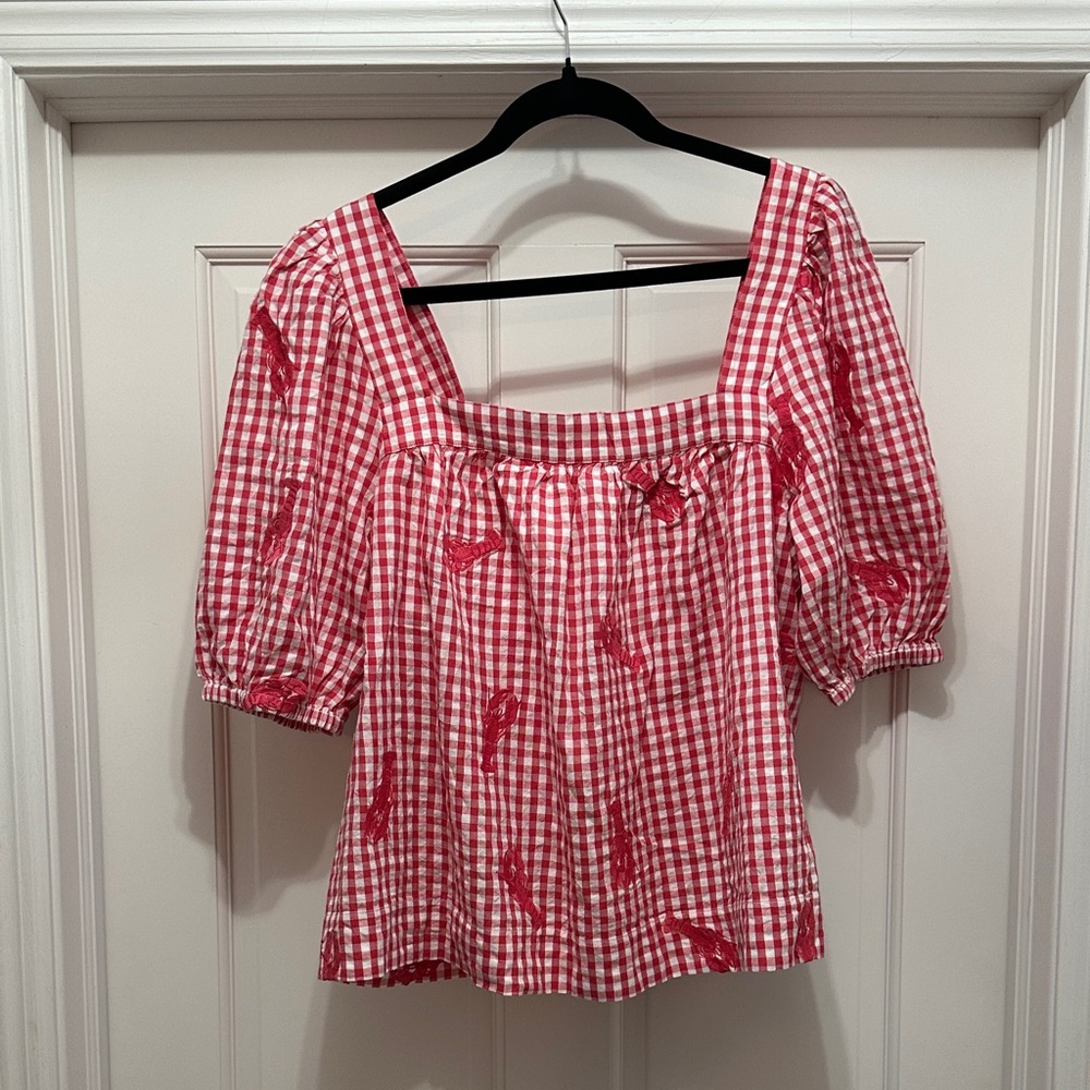 Vineyard Vines Red Checkered Blouse